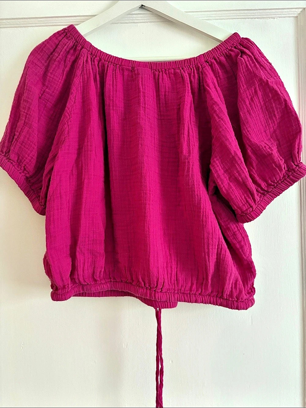 GAP 100% Cotton Puff Sleeve Blouse in Pink Size Medium Like New